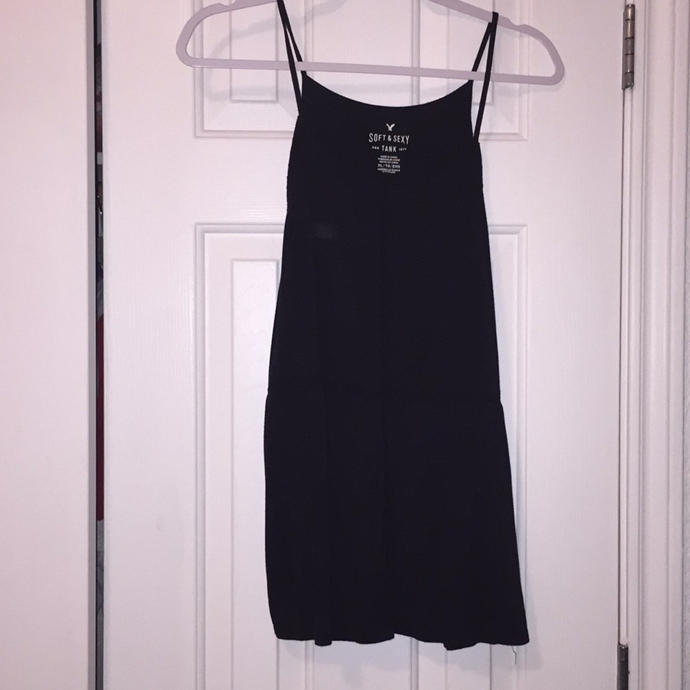 black tank top with black detailed stitching